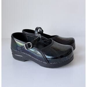 Dansko Black Patent Leather Mary Jane Clogs Womens EU 37 US 7 Comfort Gloss